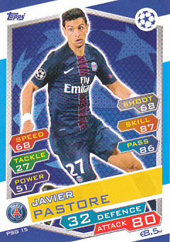 Javier Pastore Paris Saint-Germain 2016/17 Topps Match Attax CL #PSG15